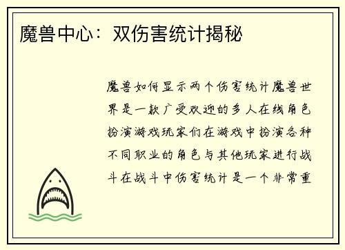 魔兽中心：双伤害统计揭秘